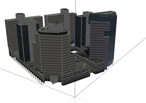 某现代风格商业办公大楼设计SU(草图大师)贴图模型