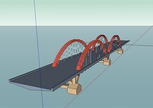 某现代风格交通过河大桥设计SU(草图大师)模型