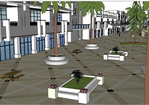 某现代风格商业街景观及建筑楼设计SU(草图大师)模型
