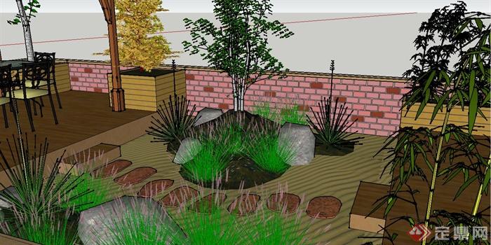 某现代风格住宅庭院景观规划设计SU模型