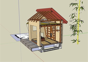 某现代中式风格住宅小屋设计SU(草图大师)模型