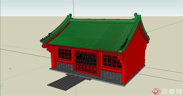 某古典中式风格雷祖殿建筑设计SU模型