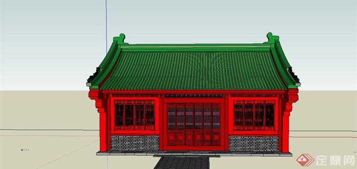 某古典中式风格雷祖殿建筑设计SU模型