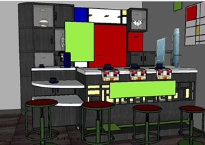 某现代风格咖啡厅室内设计SU(草图大师)模型