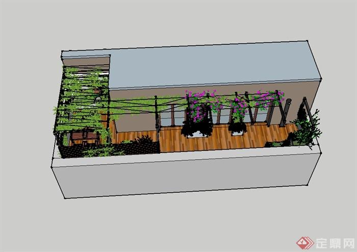 现代风格住宅阳台设计su模型(3)