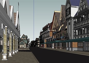 某精致欧式风格风情商业街建筑设计SU(草图大师)模型