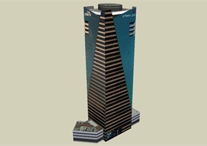某现代风格高层办公大厦设计SU(草图大师)贴图模型