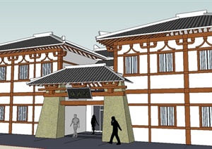 某现代中式风格汉式博物馆建筑设计SU(草图大师)模型