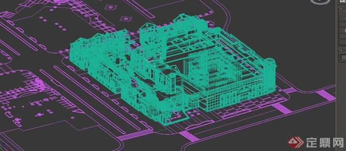 某现代中式风格商业街建筑设计SU模型含3DMAX和CAD施工图以及JPG效果图(14)