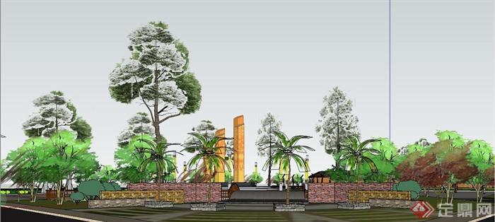 某现代中式风格海冰游乐场公园景观规划设计SU模型(3)