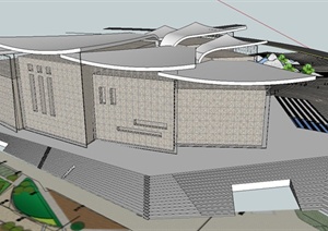 某现代风格精致创意博物馆建筑设计SU(草图大师)模型