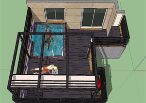 现代风格屋顶花园泳池设计SU(草图大师)模型