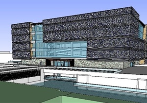 现代5层博物馆建筑体设计SU(草图大师)模型