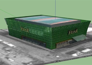 巴西现代风格体育馆建筑设计SU(草图大师)模型