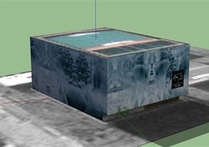 冰岛现代风格游泳馆建筑设计SU(草图大师)模型