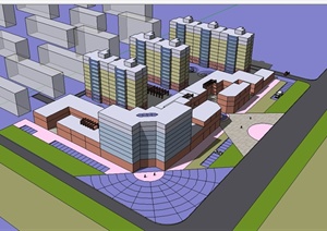 现代风格商业住宅小区简单设计SU(草图大师)模型