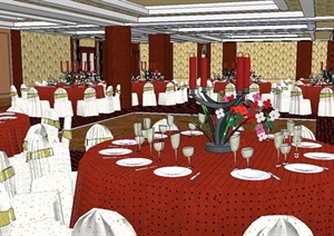 居和园宴会厅设计SU(草图大师)模型