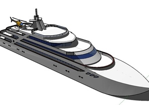 现代风格大型巡洋舰设计SU(草图大师)模型