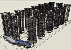 东南亚风格精细住宅建筑楼设计SU(草图大师)模型