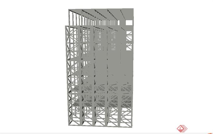 办公楼建筑钢构架设计SU模型(3)