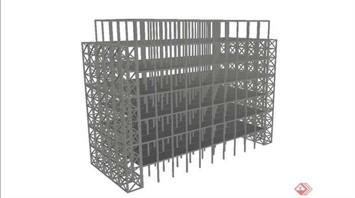 办公楼建筑钢构架设计SU模型(2)