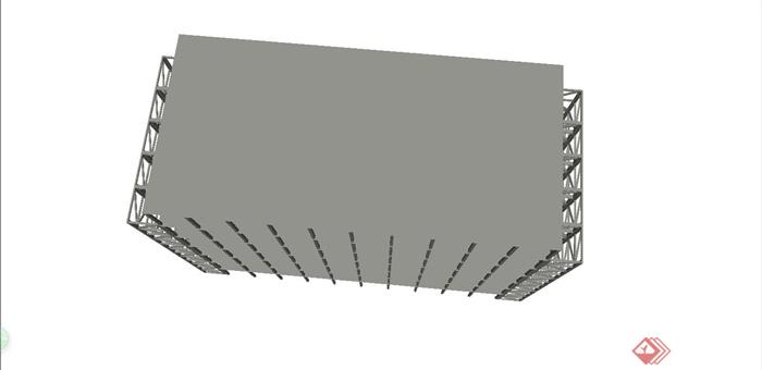 办公楼建筑钢构架设计SU模型(4)