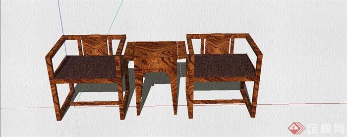 古典中式风格对谈桌椅组合设计SU模型(1)