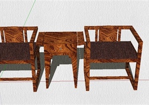 古典中式风格对谈桌椅组合设计SU(草图大师)模型