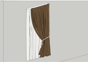 某现代风格双层窗帘设计SU(草图大师)模型