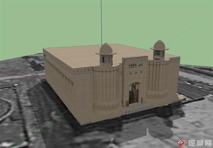 巴基斯坦文化展览馆建筑设计su模型(2)