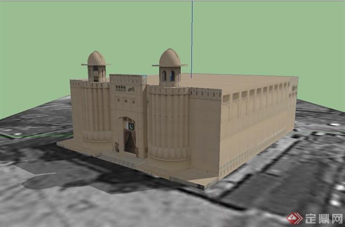 巴基斯坦文化展览馆建筑设计su模型(1)