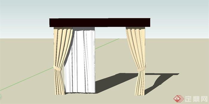 现代风格双层窗帘设计SU模型(1)