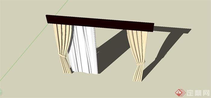 现代风格双层窗帘设计SU模型(2)