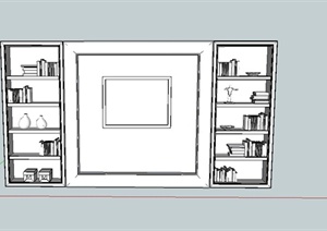 现代简易书柜设计SU(草图大师)模型