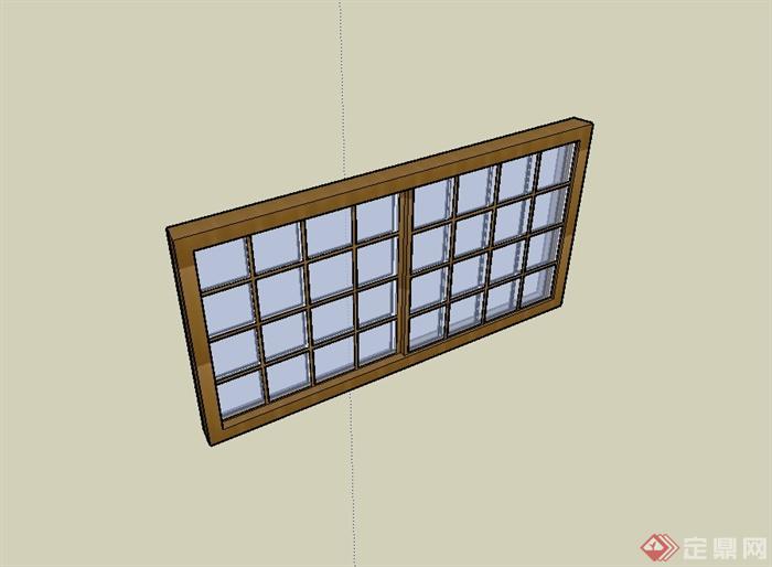 现代中式风格格子窗户设计su模型(3)