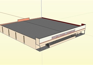 现代风格单层超市建筑设计SU(草图大师)模型