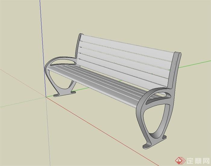 现代风格公园长条坐凳设计su模型(1)