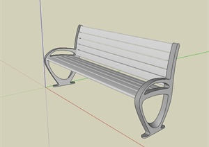 现代风格公园长条坐凳设计SU(草图大师)模型