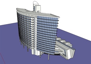 现代风格正旅馆建筑设计SU(草图大师)模型