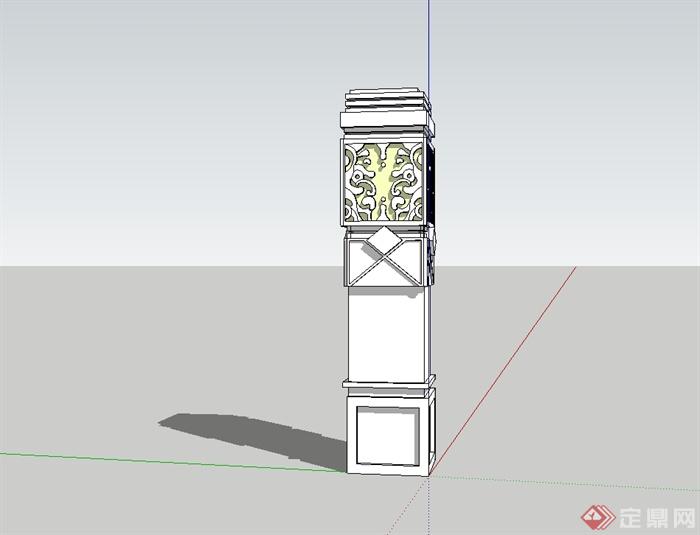 某现代风格景观灯柱子设计su模型(2)