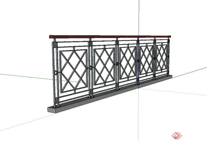 某现代风格铁栏杆方格设计su模型(1)