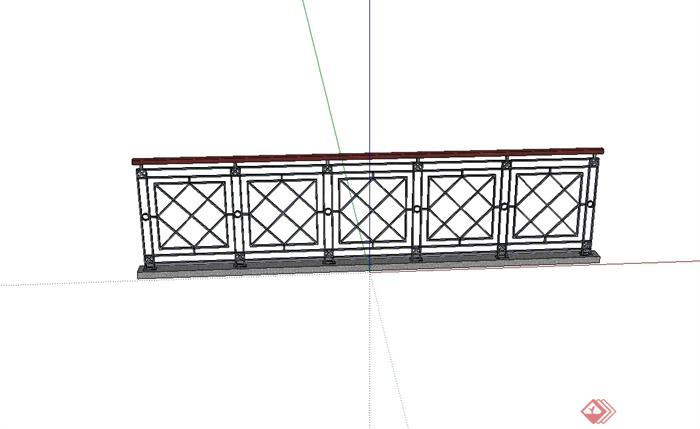 某现代风格铁栏杆方格设计su模型(2)