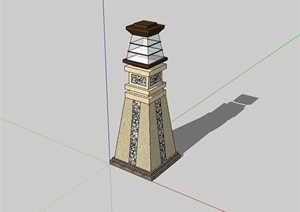 某欧式风格景观灯柱子设计SU(草图大师)模型