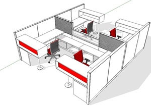 现代风格办公桌设计SU(草图大师)模型