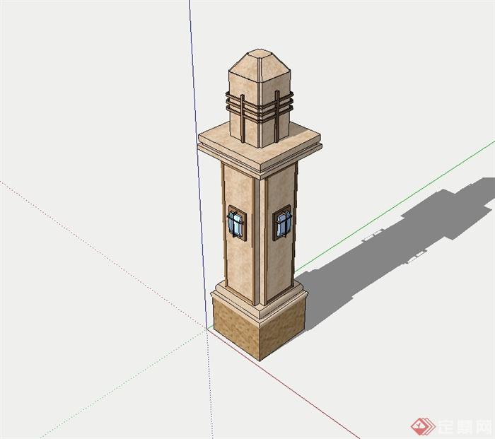 某新古典风格景观灯柱设计su模型(1)