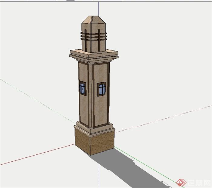 某新古典风格景观灯柱设计su模型(3)