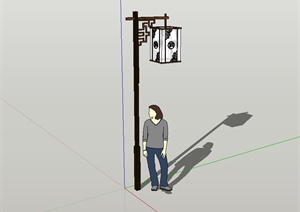 某现代中式风格商业街路灯设计SU(草图大师)模型