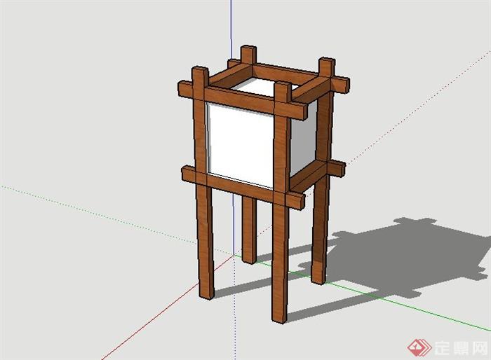 木质室外景观灯设计SU模型(1)