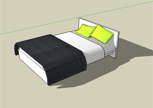 某现代风格室内空间床设计SU(草图大师)模型