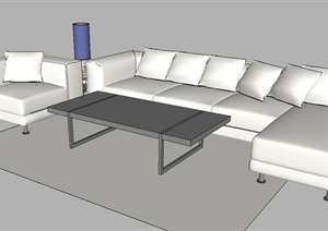 简约现代沙发茶几组合设计SU(草图大师)模型